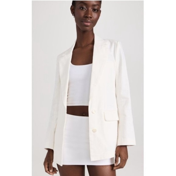 NWT STAUD Maxwell White Linen Single-Breasted Blazer size L SOLD OUT - Picture 10 of 16